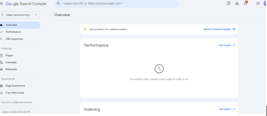 GSC dashboard